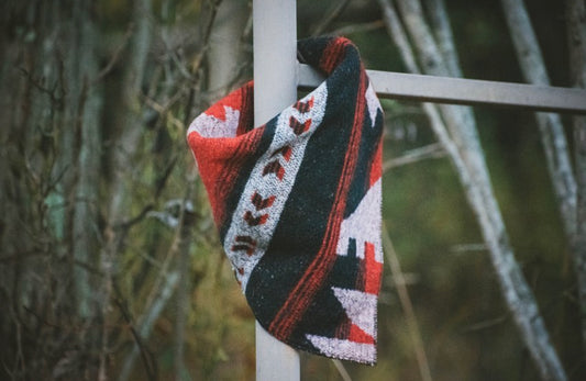 Red + Black Aztec Wool blend bandana